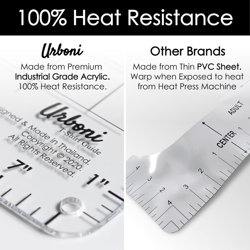 Urboni (Upgraded - XL Size) Tshirt Ruler Guide Vinyl Alignment - Shirt Measurement Tool Placement Center Design, DTF Template, Left Chest Logo, Accessories for Cricut, Heat Press Sublimation Iron on HTV - Image 2