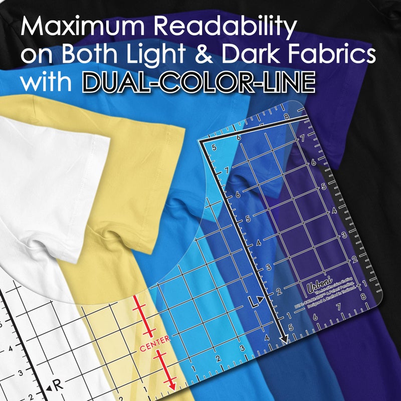 Urboni (Upgraded - XL Size) Tshirt Ruler Guide Vinyl Alignment - Shirt Measurement Tool Placement Center Design, DTF Template, Left Chest Logo, Accessories for Cricut, Heat Press Sublimation Iron on HTV - Image 3