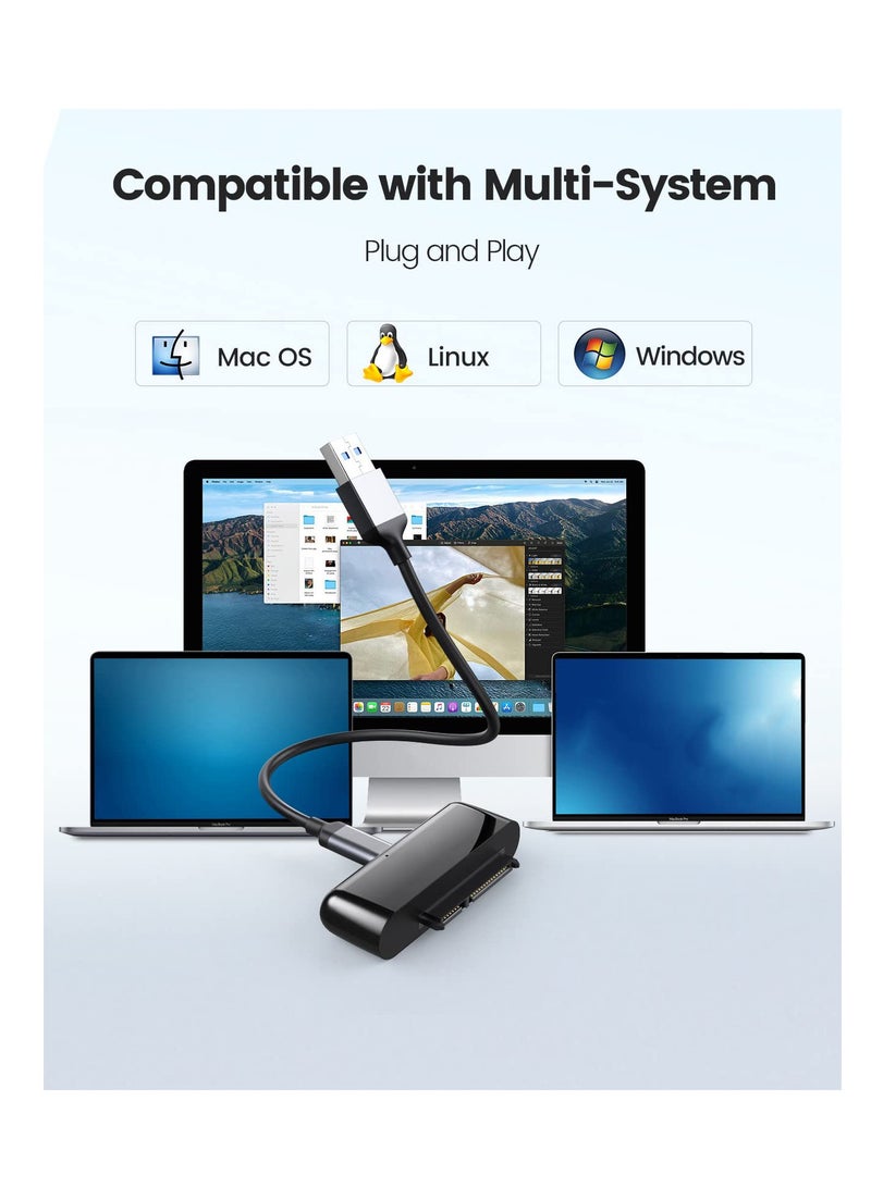 SATA USB Cable, 1.6 FT External USB 3.0 to SATA Hard Drive Adapter Converter, with Portable Silicone Case, Super Speed with UASP Accelerated, for 2.5 inch HDD/SSD Data Transfer (Support UASP), Black