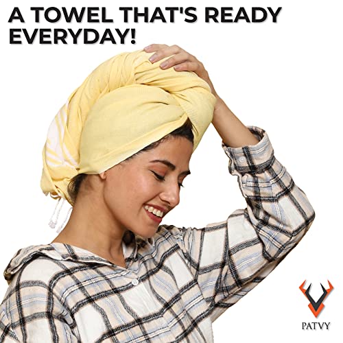 PATVY Bath Towels| Light Weight Turkish Style Bath Towels For Men Large Size Cotton|75 X 150Cm Quick Absorption &Faster Drying Bath Towel For Women| 100% Cotton (Pack Of 2,Yellow&Royal Blue),90 TC - Image 5