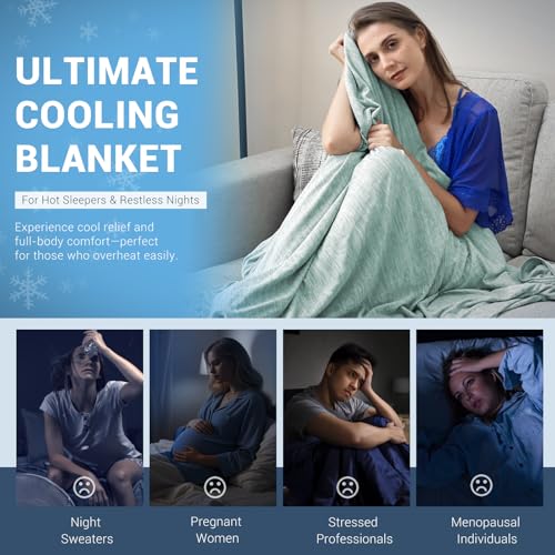 Elegear Revolutionary Cooling Blanket Throw Absorbs Heat to Keep Body Cool for Night Sweats, Arc-Chill 3.0 Cool Fiber Q-Max>0.5 for Hot Sleepers, Lightweight Summer Cold Blankets for Sleeping, Green - Image 4
