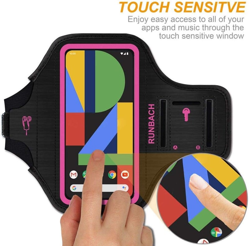 RUNBACH Running Armband for Google Pixel 8/7/6/6 Pro/5a/4XL/3a XL/3 XL, Running Exercise Case with Card Slot for Pixel(Pink) - Image 3
