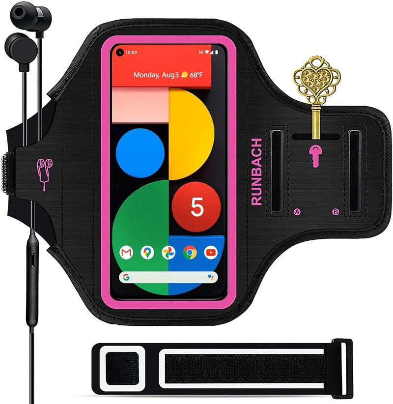 RUNBACH Running Armband for Google Pixel 8/7/6/6 Pro/5a/4XL/3a XL/3 XL, Running Exercise Case with Card Slot for Pixel(Pink) - Image 1