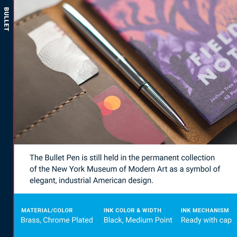 Fisher Space Pen Chrome Bullet Pen, Ballpoint, Brass, Black Ink, Made in the USA - Image 3