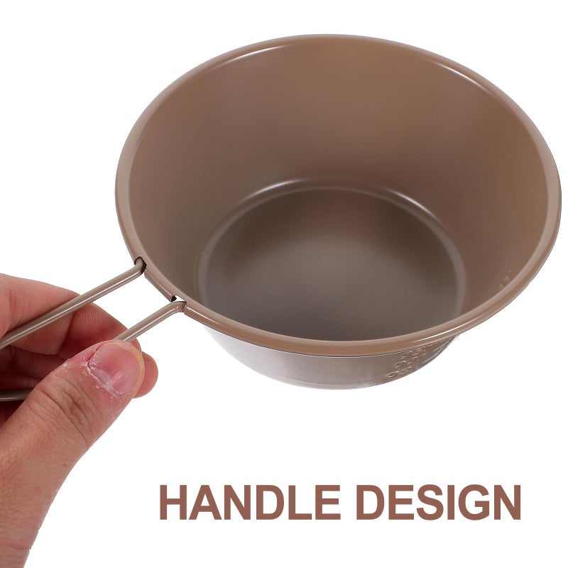 304 Stainless Steel Camping Bowl With Handle Portable Outdoor Soup Bowl For Hiking Travel Khaki - Image 5