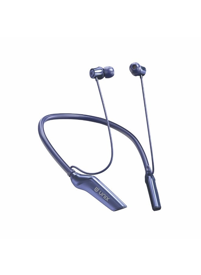 UNIX UX-470 Ola Wireless Neckband | 84H Playtime with 13mm Bass Drivers | Bluetooth v5.4 Connectivity with ENC Clear Calls | Type-C Fast Charging | Magnetic On/Off Earbuds - Image 1