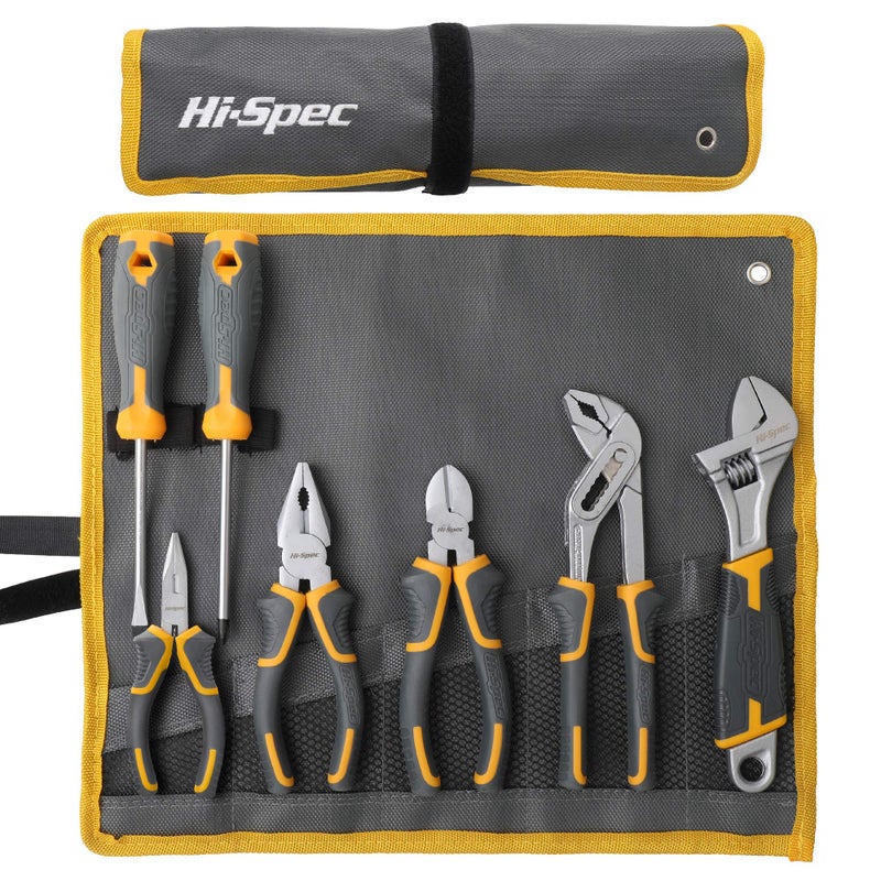 Hi-Spec Hi-Spec 7pc Pliers & Wrench Tool Kit Set. Complete Basics of Home Hand Tools, Cutters & Screwdrivers - Image 1