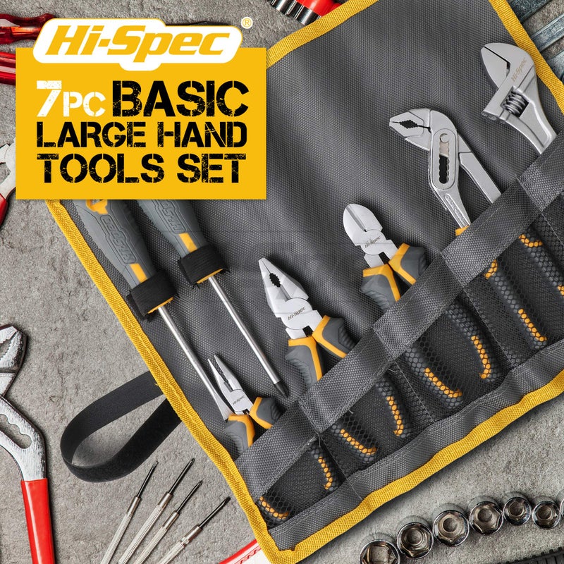 Hi-Spec Hi-Spec 7pc Pliers & Wrench Tool Kit Set. Complete Basics of Home Hand Tools, Cutters & Screwdrivers - Image 2
