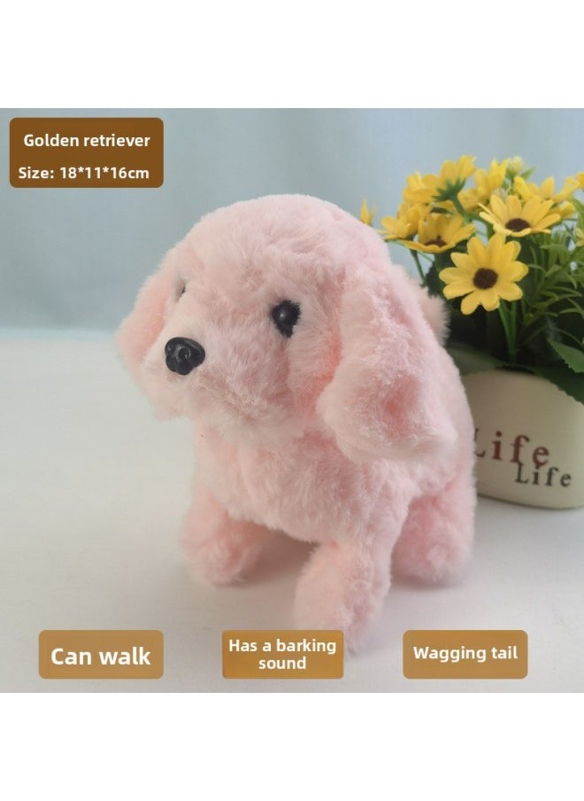 Toy Dog Children Plush Electric Toy Walking Dog Electric Dog Stall Electronic Puppy Pet-Colour:Big Golden Retriever (pink)  - Image 1