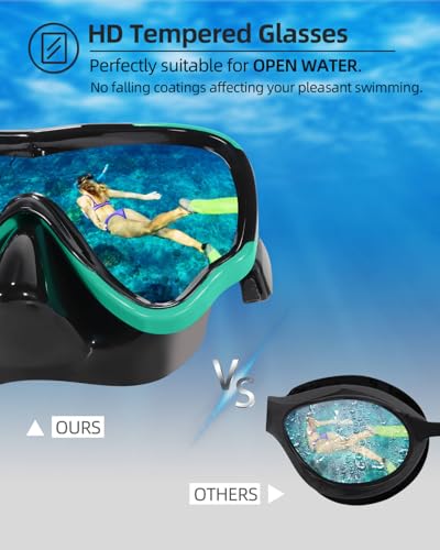 EverSport Swim Goggles Adult with Nose Cover for Women Men No Leak, Anti-Fog Clear Wide View Diving Mask Open Water Pool Swimming Goggles Silicone Shower Goggles Youth Snorkel Junior Nose Goggles - Image 4