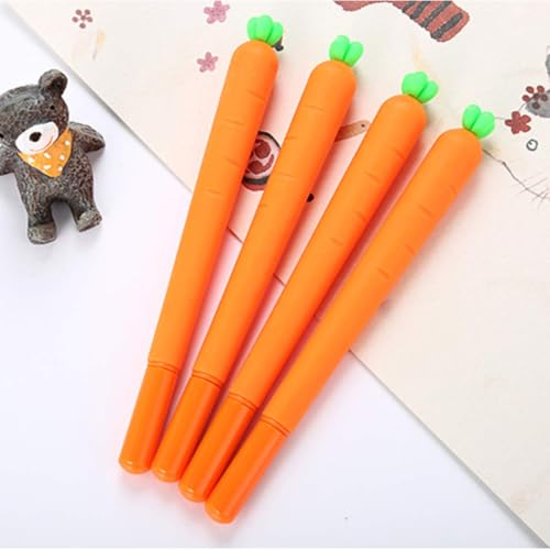 Halloluck 24 Pcs Carrot Gel Ink Pen Cute Silicone Roller Ball Pen for Office Supplies,Drawing Pen Gifts Stationery Supplies - Image 3