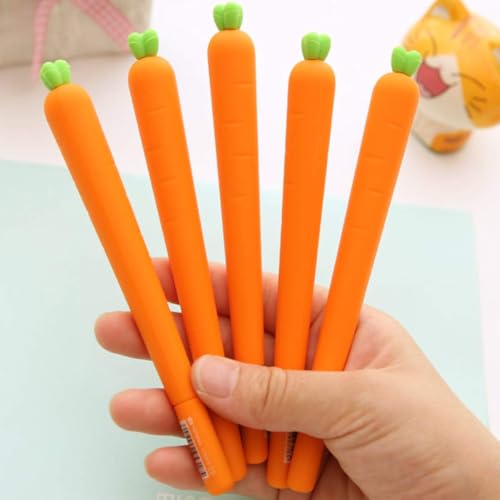 Halloluck 24 Pcs Carrot Gel Ink Pen Cute Silicone Roller Ball Pen for Office Supplies,Drawing Pen Gifts Stationery Supplies - Image 4