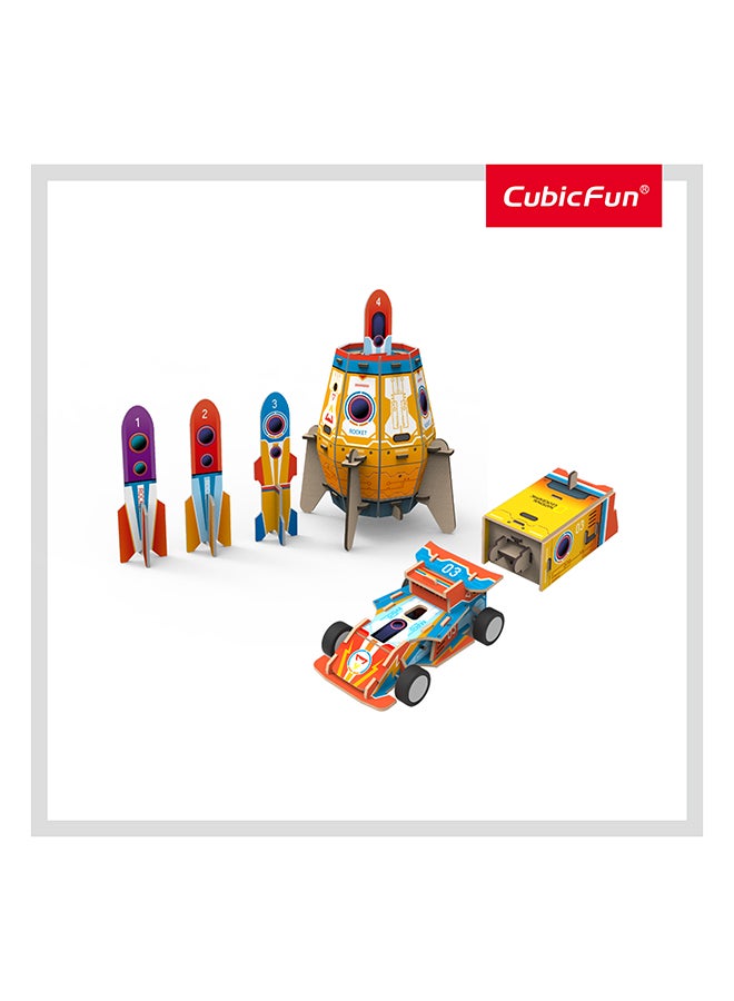 CubicFun 3D Puzzle 2In1 Blast-Off Rocket & Racing Car 59-Pieces by Cubic Fun, STEM Learning, Build Things with Read-Along Adventure, Educational Puzzle, Learn & Fun Toys, For Kids 5 Years+ - Image 3