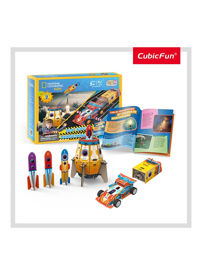 CubicFun 3D Puzzle 2In1 Blast-Off Rocket & Racing Car 59-Pieces by Cubic Fun, STEM Learning, Build Things with Read-Along Adventure, Educational Puzzle, Learn & Fun Toys, For Kids 5 Years+ - Image 2