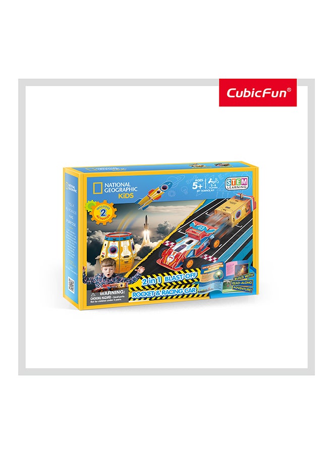 CubicFun 3D Puzzle 2In1 Blast-Off Rocket & Racing Car 59-Pieces by Cubic Fun, STEM Learning, Build Things with Read-Along Adventure, Educational Puzzle, Learn & Fun Toys, For Kids 5 Years+ - Image 1
