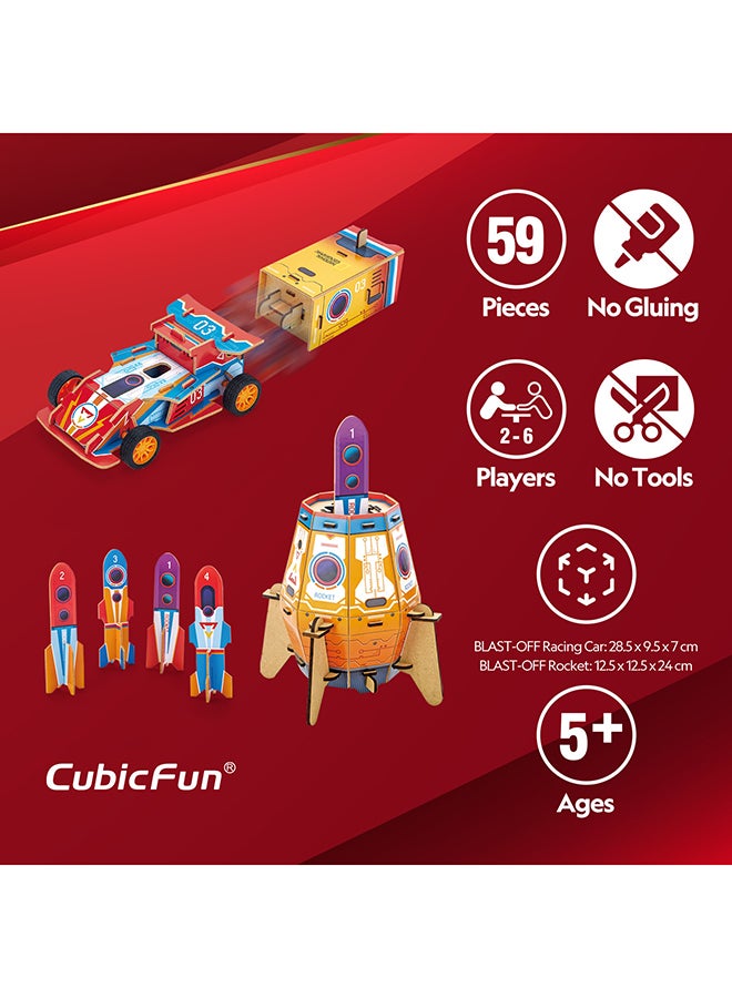 CubicFun 3D Puzzle 2In1 Blast-Off Rocket & Racing Car 59-Pieces by Cubic Fun, STEM Learning, Build Things with Read-Along Adventure, Educational Puzzle, Learn & Fun Toys, For Kids 5 Years+ - Image 5