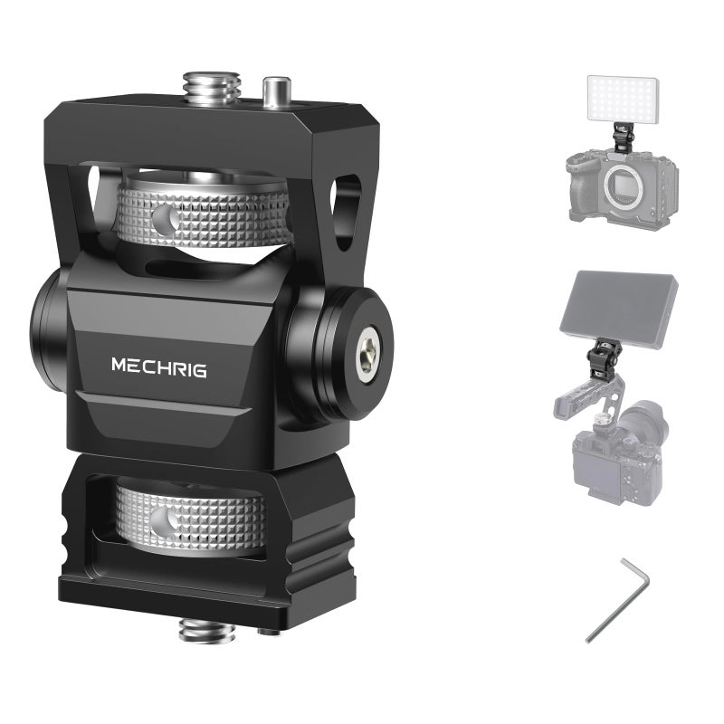 Mechrig Camera Monitor Mount with 14 Screw Aluminum Field Monitor Mount for Video Light Microphone Cage Field Monitor Holder 360 Swivel 180 Tilt Damping 11lb Load Capacity 63144 - Image 2