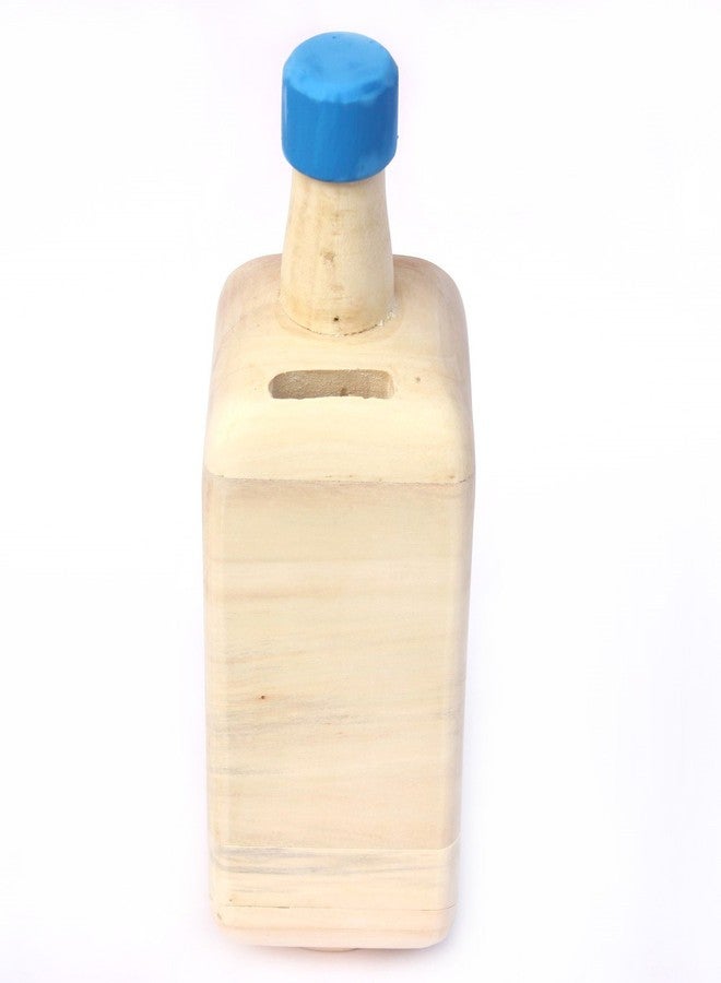 IVEI Smart Bottle Shaped Wooden Piggy Bank - Party Fund - Party Savings Bank - Coin Bank Box for Adults (Blue) - Image 2