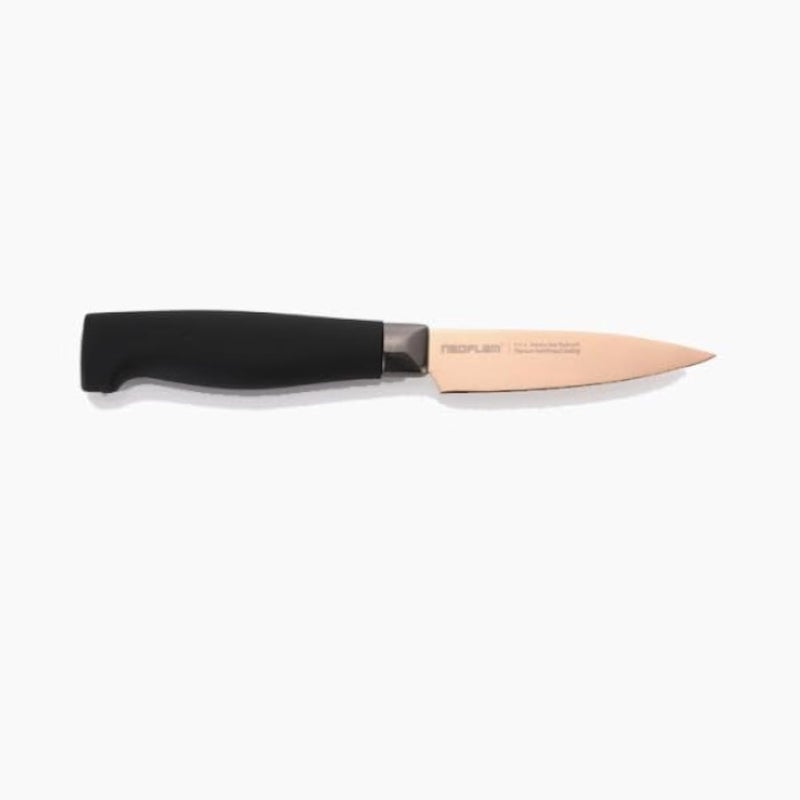 Professional Kitchen Knife with Ergonomic Black Handle, Rose Gold Stainless Steel Blade, Paring Knife for Fruits and Vegetables