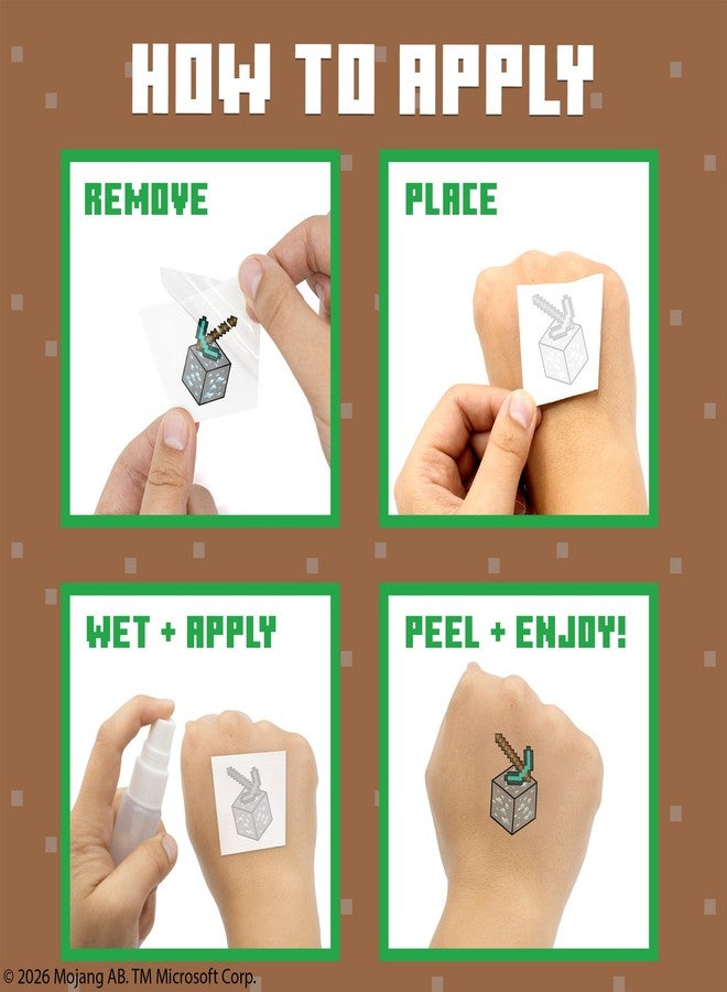 SAVVi Minecraft Temporary Tattoos for Kids (50 pack). Made in the USA w Certified Safe Ink. Birthday Party Supplies and Party Favors Kit. Bulk Temporary Tattoos Stickers Set for Girls and Boys - Image 5