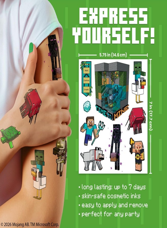 SAVVi Minecraft Temporary Tattoos for Kids (50 pack). Made in the USA w Certified Safe Ink. Birthday Party Supplies and Party Favors Kit. Bulk Temporary Tattoos Stickers Set for Girls and Boys - Image 3