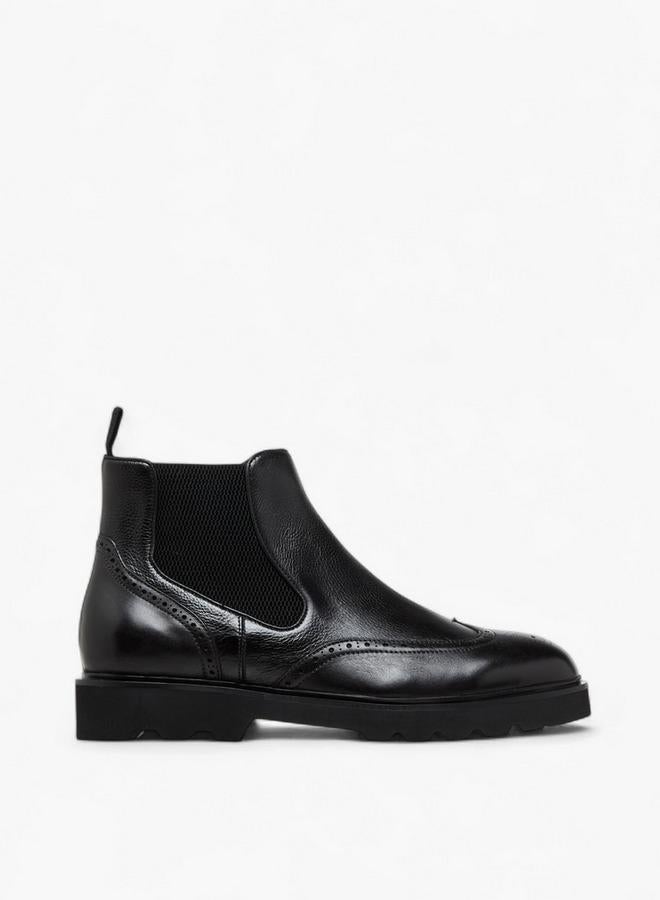 DUCHINI Men's Solid Slip-On Chelsea Boots with Pull Tab - Image 2