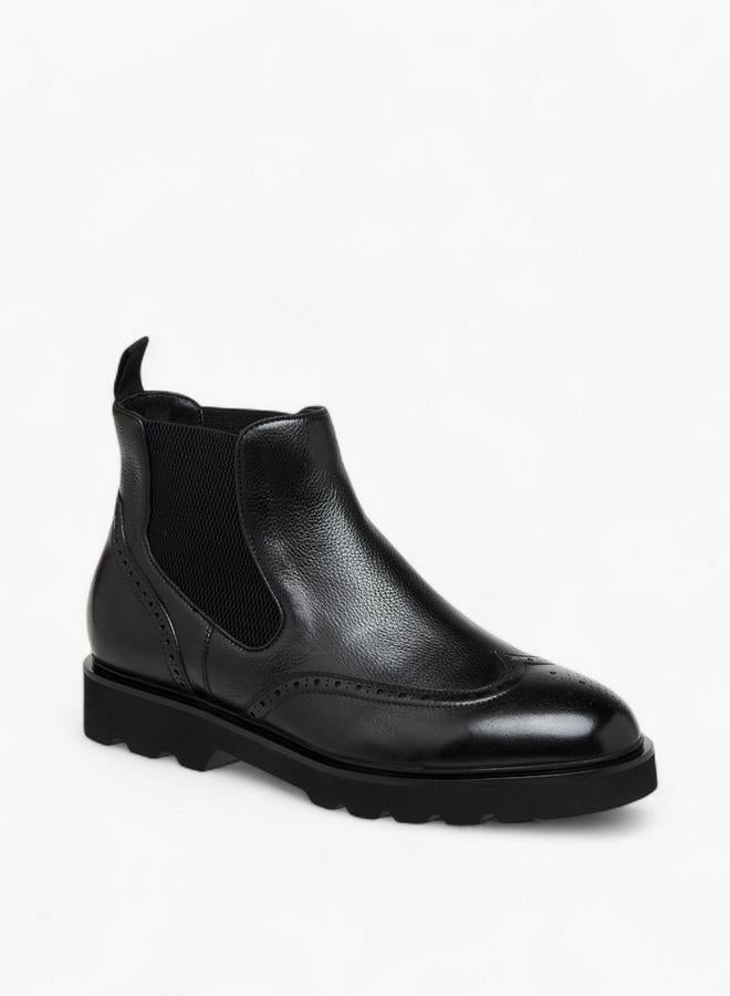 DUCHINI Men's Solid Slip-On Chelsea Boots with Pull Tab - Image 1
