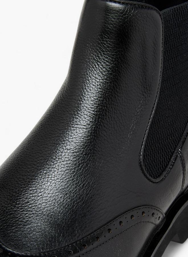 DUCHINI Men's Solid Slip-On Chelsea Boots with Pull Tab - Image 4