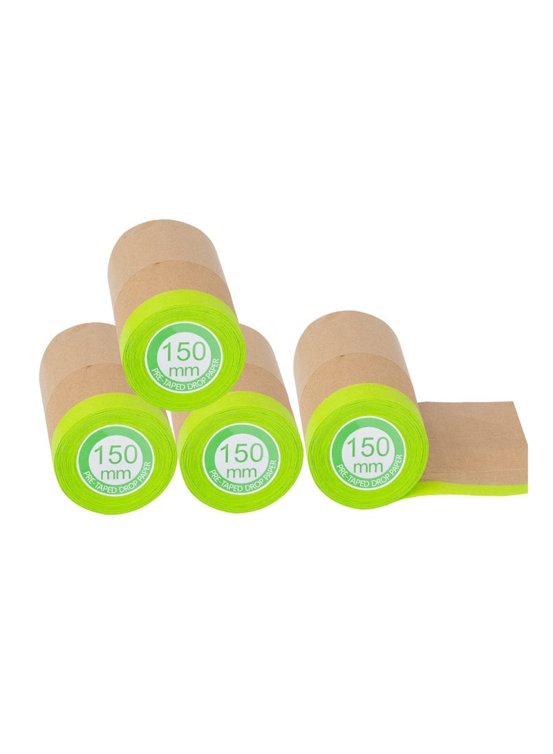 Zikra 4 Rolls Pre Taped Masking Paper for Painting Tape and Drape Painters Paper Paint Adhesive Protective Paper Roll for Covering Skirting Frames Cars and Auto Body - Image 1