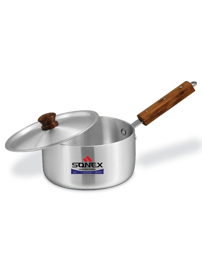 Sonex Aluminium Sauce Pan No.3, 21 cm, 3.5 Ltr – Elegant Metal Finish, Cool Wooden Handle, Even Heating, Durable Food-Grade Construction, Perfect for Sauces, Soups, and Everyday Use - Image 3