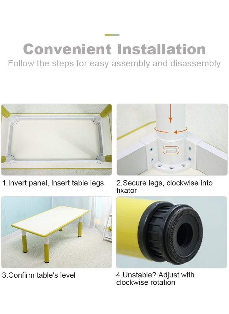 Perfii - Adjustable Kids Table, 46cm to 58cm Height Adjustable Toddler Desk for Ages 3-8, Suitable for Classroom, Daycares and Home Learning, Eating - Image 1