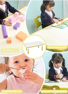 Perfii Adjustable Kids Table, 46cm to 58cm Height Adjustable Toddler Desk for Ages 3-8, Suitable for Classroom, Daycares and Home Learning, Eating  - Image 3
