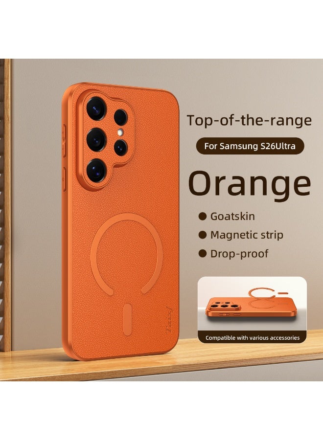 Samsung Galaxy S26 Ultra 5G Phone Case, Magnetic, MagSafe Compatible, Shockproof, Orange - Image 2