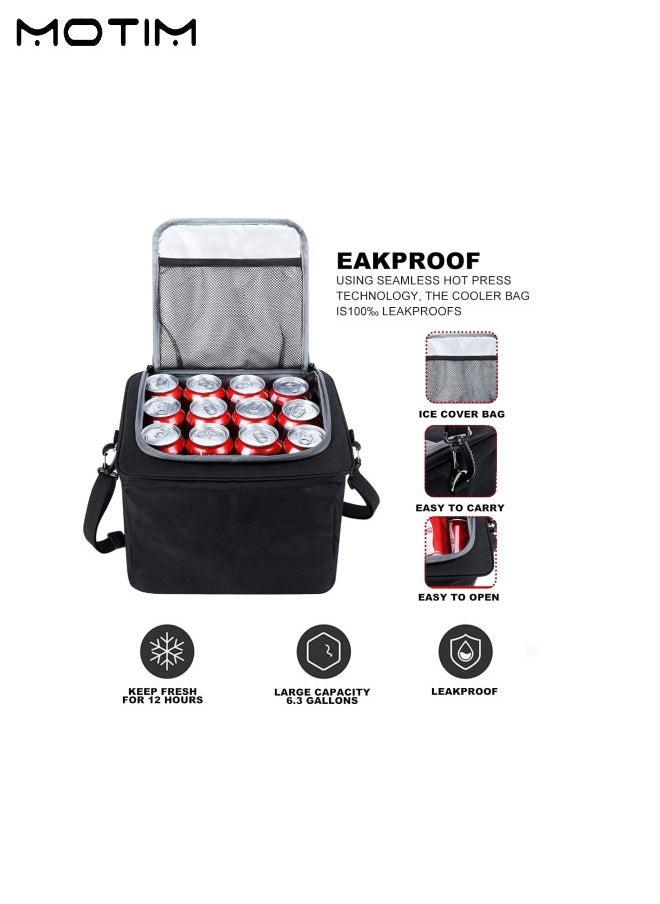 Large Trunk Storage Organizer with Cooler Bag, Collapsible Car Boot Organiser, 3 Main Compartments, 12 Side Pockets, 2 Flap Pockets, 2 Tie-Down Straps, Durable for SUV Car Sedan