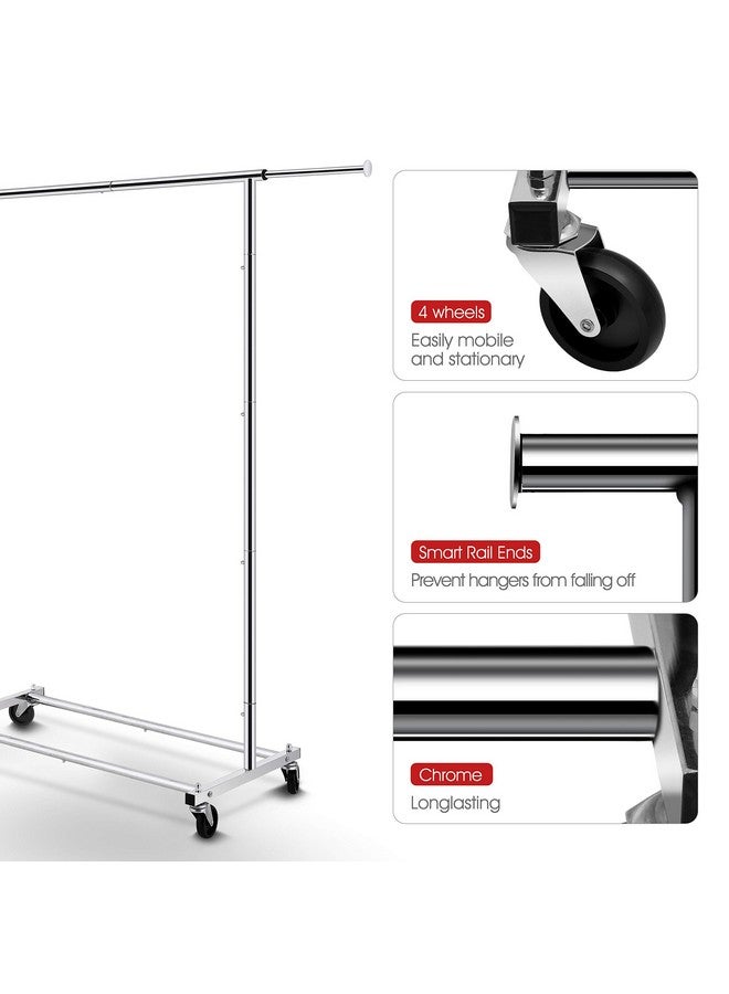Simple Trending حامل ملابس قياسي بسيط وعصري، منظم ملابس متحرك على عجلات لتعليق الملابس، كروم - Image 5