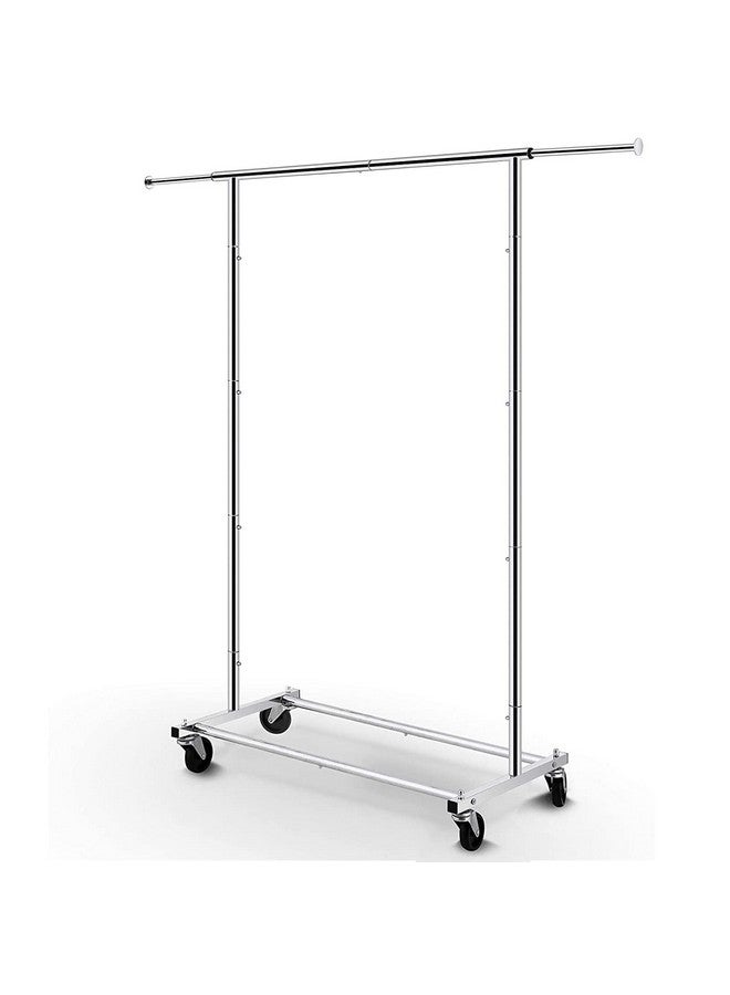 Simple Trending حامل ملابس قياسي بسيط وعصري، منظم ملابس متحرك على عجلات لتعليق الملابس، كروم - Image 1
