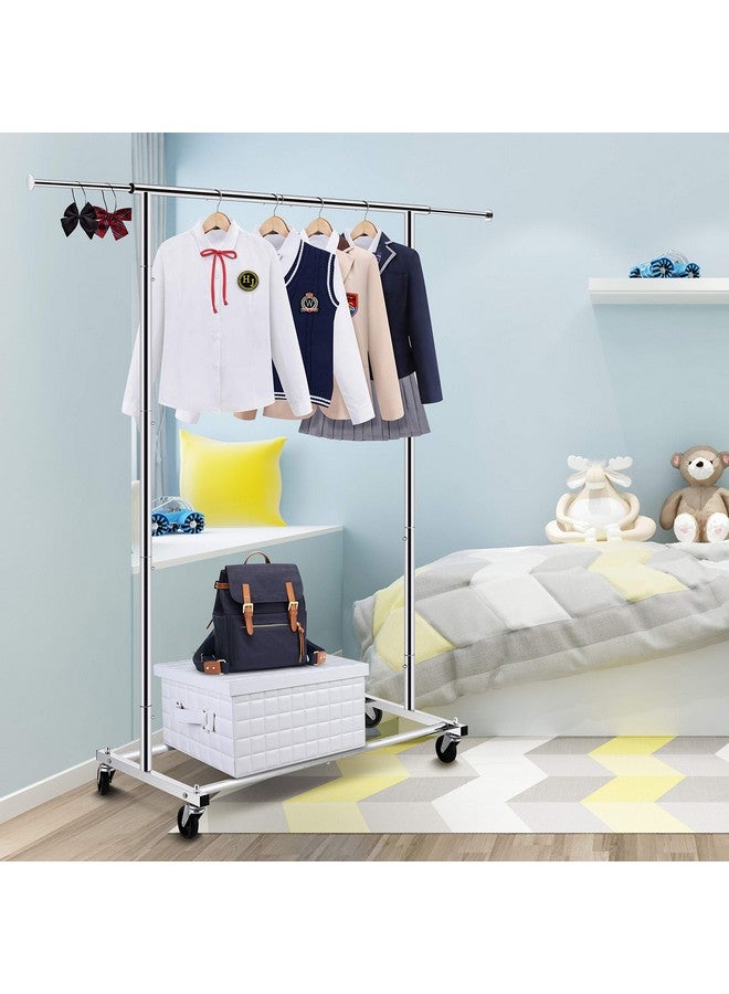 Simple Trending حامل ملابس قياسي بسيط وعصري، منظم ملابس متحرك على عجلات لتعليق الملابس، كروم - Image 2