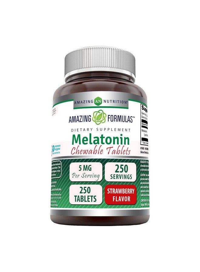 Amazing Nutrition Amazing Formulas Melatonin Chewable Supplement | 5 Mg Per Serving | 250 Tablets | Non-GMO | Gluten-Free | Made in USA (Strawberry Flavor) 