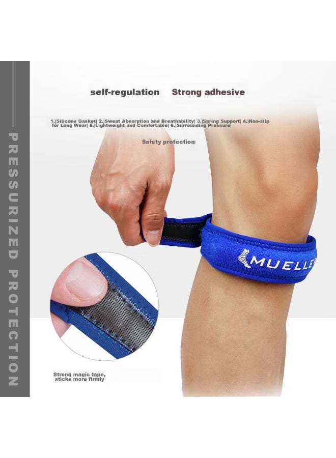 Mueller Mueller Jump Knee Patellar Tendon Compression Band Sports Knee Brace Patellar Strap For Running, Hiking, Table Tennis, One Size Fits All, Blue, For Men And Women - Image 4