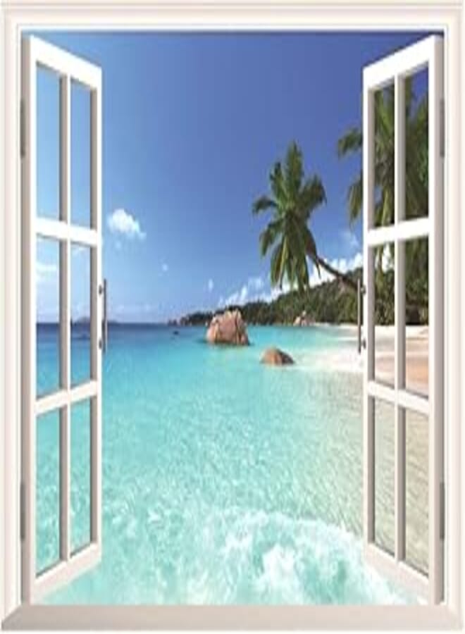 OR 3D Stereo Wall Sticker Fake Window Wall Sticker Background Wall Decorative Painting PVC Material Self-adhesive Waterproof Removable Home Decor Wall Sticker 
