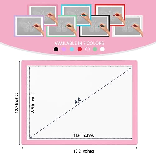 iVyne Rechargeable A4 Light Pad for Tracing & Weeding - LED Light Board for Weeding Vinyl - for Cricut Vinyl Weeding Tools - Ultra-Thin & Portable - Perfect for Artists & Crafters - Pink - Image 2