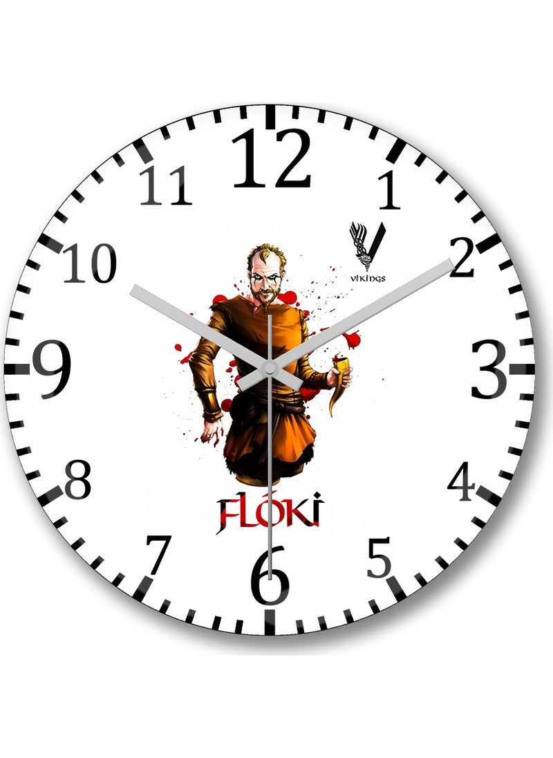 Baskı Dükkanı Print Shop Floki Wall Clock Curved Real Glass 