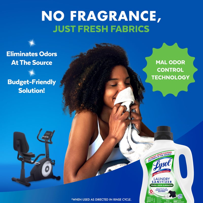 Lysol Tough Odor Eliminator Laundry Sanitizer Additive, Sanitizing Liquid for Gym Clothes and Activewear, 0% Bleach, Eliminates Odor Causing Bacteria, 90oz - Image 3