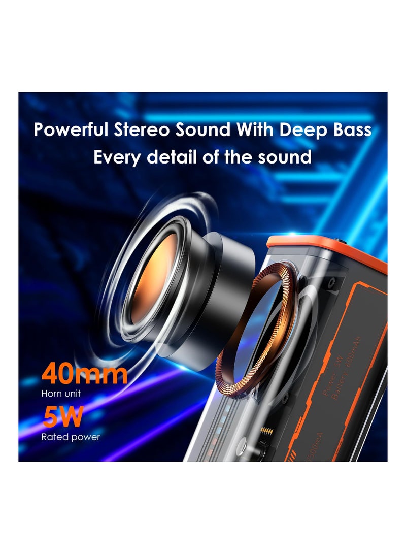 SYOSI Transparent Wireless Bluetooth Speaker, Portable Mini Speaker, with Led Colorful Lights Stereo Sound Tws Small Speakers for Office, Party Camping, Shower, Home, Travel, for Any Anniversary(1 Pack) - Image 3