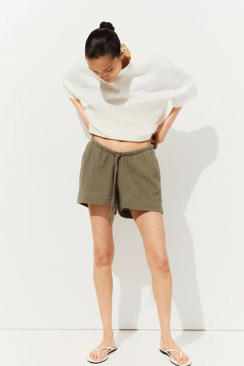H&M MAMA Drawstring muslin shorts