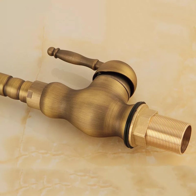 B BACKLINE صنبور خلط حوض ب باكلين من النحاس لصنبور حوض الحمام صنبور عمود للحوض صنبور حوض ساخن وبارد للحمام وغرف المعيشة بتشطيب عتيق - Image 5