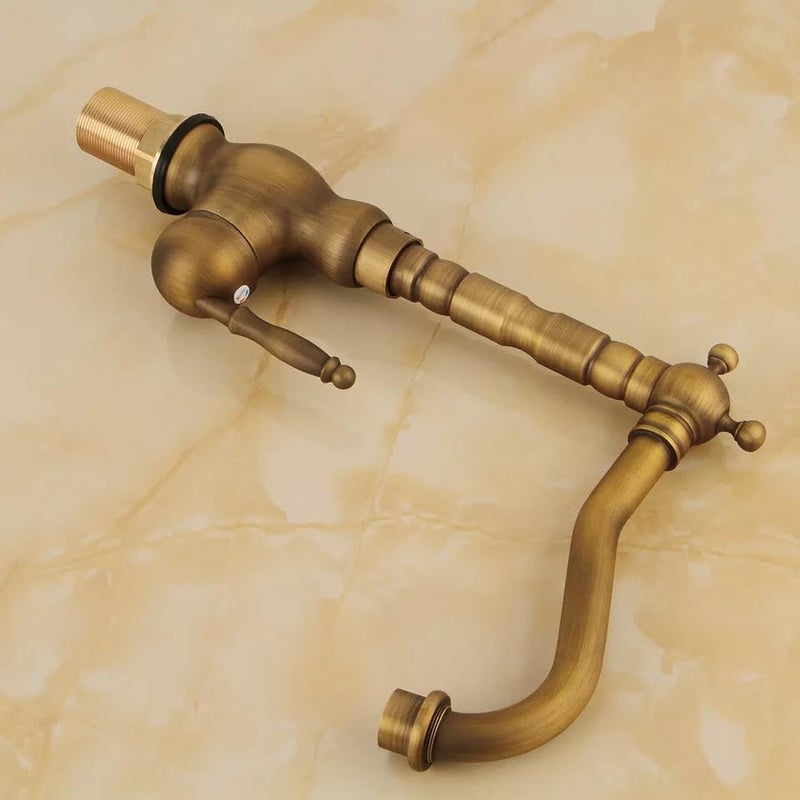 B BACKLINE صنبور خلط حوض ب باكلين من النحاس لصنبور حوض الحمام صنبور عمود للحوض صنبور حوض ساخن وبارد للحمام وغرف المعيشة بتشطيب عتيق - Image 4