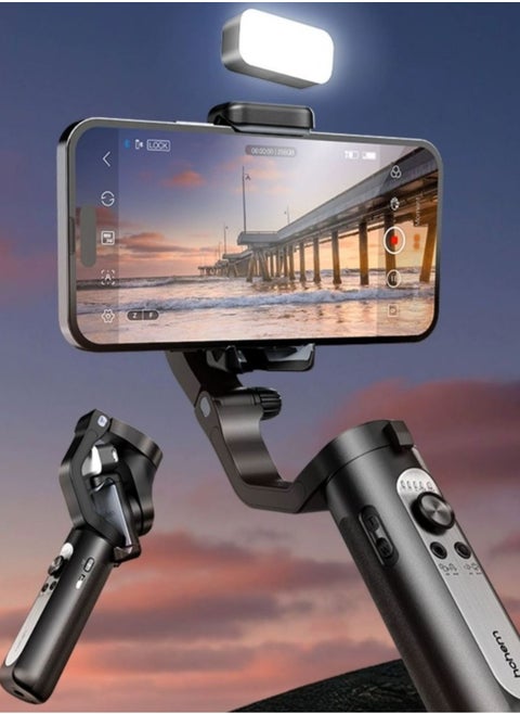 iSteady XE 3-Axis Smartphone Gimbal Stabilizer Portable Phone Vlog Gimbal Anti-shake with Magnetic LED Fill Light Mini Tripod 280g Load Capacity Replacement for iPhone 14/13/12/11 Android Smartp