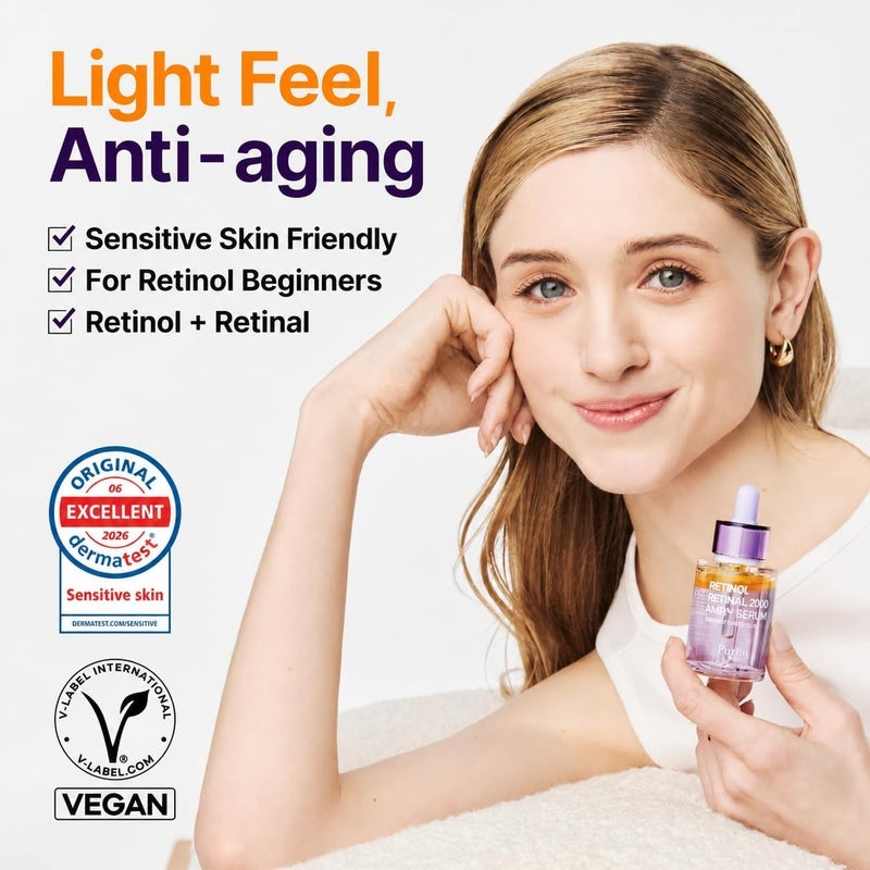 PURITO Retinol + Retinal Serum with NAD, Shake-Activated PM Firming Booster Night Serum, 2000ppm Dual Retinoids, Helps Improve Fine Lines, Wrinkles, Firmness & Uneven Skin, 30 ml, 1.01 fl.oz - Image 2