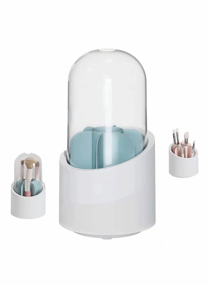 Generic - Makeup Brush Holder, 360 Rotating Makeup Organizer, Clear Makeup Display Cases Organizer for Vanity Organizers Brush Storage (Blue) - Image 1